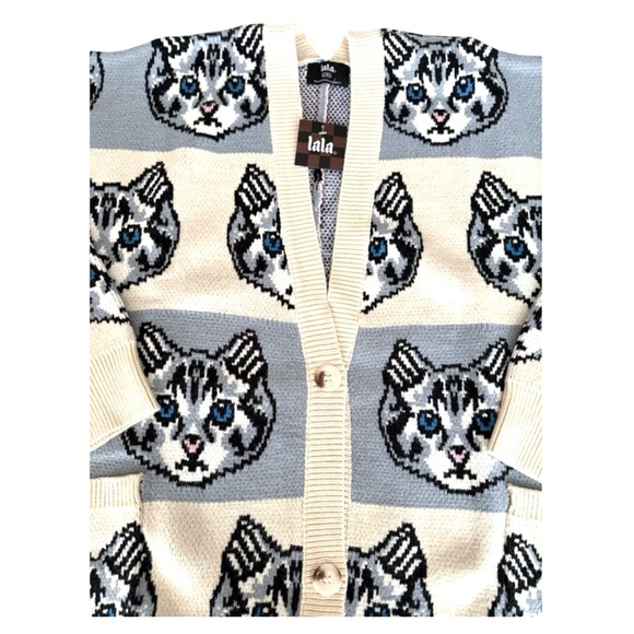 Dressed in Lala Pretty Kitty Oversized Cardigan - Picture 4 of 8